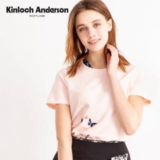 【Kinloch Anderson】圓領短袖上衣 甜美格領音符蝴蝶印花T恤 棉T KA108301188 金安德森女裝(黑色)