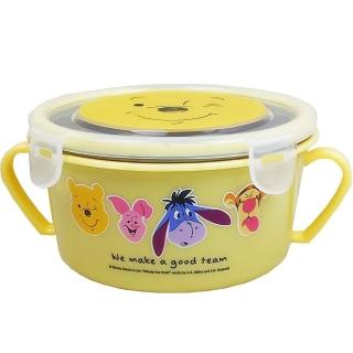 【維尼熊】不銹鋼雙耳碗450mlx1入/兒童碗 /隔熱碗/便當盒/保鮮盒(黃色)