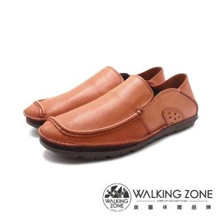 【WALKING ZONE】男 馬克縫線可踩腳直套款開車鞋 男鞋(棕色)