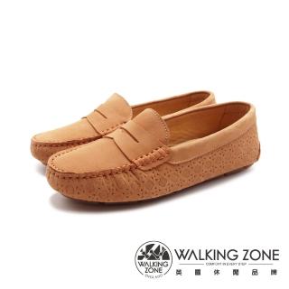 【WALKING ZONE】女 簡約可愛心機增高樂福鞋 女鞋(黃棕色)