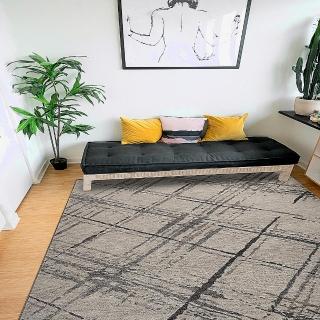 【Fuwaly】交織地毯-200x290cm(現代 格紋 線條 柔軟 客廳 起居室)