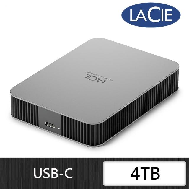 【LaCie 萊斯】Mobile Drive USB-C 4TB 外接硬碟-月光銀(STLP4000400)