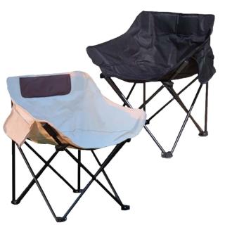 戶外露營摺疊月亮椅(黑白雙色/承重力高/露營專用月亮椅)