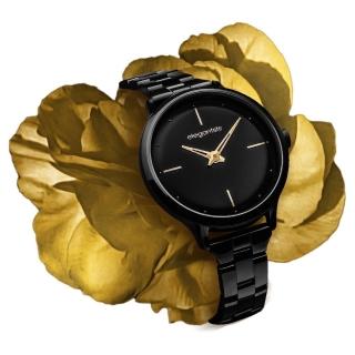 【elegantsis 愛樂時】超精緻優雅時尚風格腕錶/黑金32mm(JH-07)