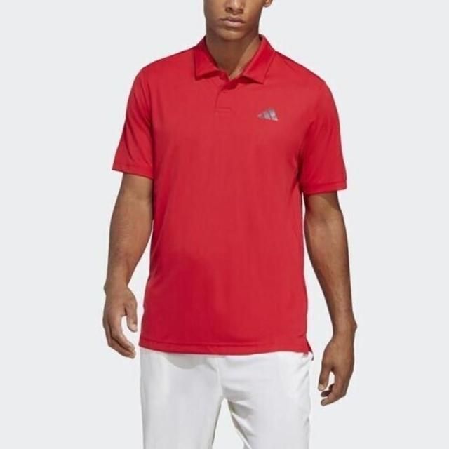 【adidas 愛迪達】Club Polo 男 短袖上衣 POLO衫 運動 網球 休閒 吸濕 排汗 亞洲版 紅(HT4424)