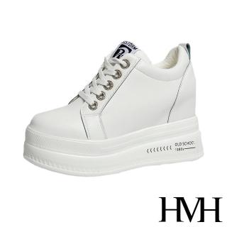 【HMH】時尚經典百搭厚底高筒內增高復古休閒鞋(白)