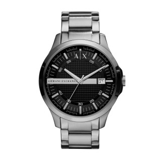 【A|X Armani Exchange】城市旅人格紋紳士腕錶-銀X黑(AX2103)