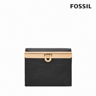 【FOSSIL 官方旗艦館】Penrose 真皮扣式零錢袋短夾-黑色 SL8288001