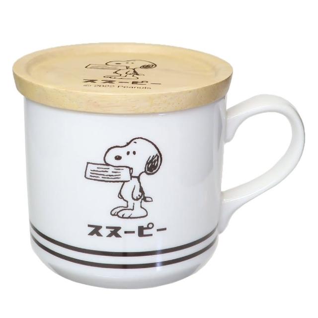 【Kamio】SNOOPY史努比 陶瓷馬克杯&木製杯墊組 復古(餐具雜貨)