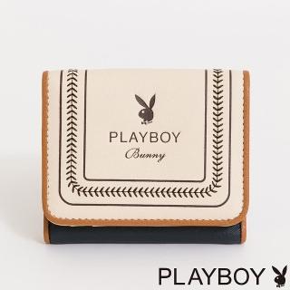 【PLAYBOY】三折式短夾 Viva系列(米白色)
