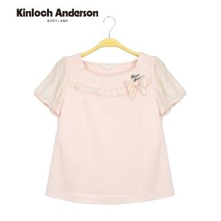 【Kinloch Anderson】金安德森女裝 方領短袖上衣 優雅雪紡格袖蝴蝶結KA金牌T恤 棉T KA108302910(粉紅)