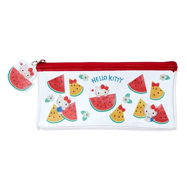 【SANRIO 三麗鷗】夏日水果系列 扁平透明筆袋 Hello Kitty 水果