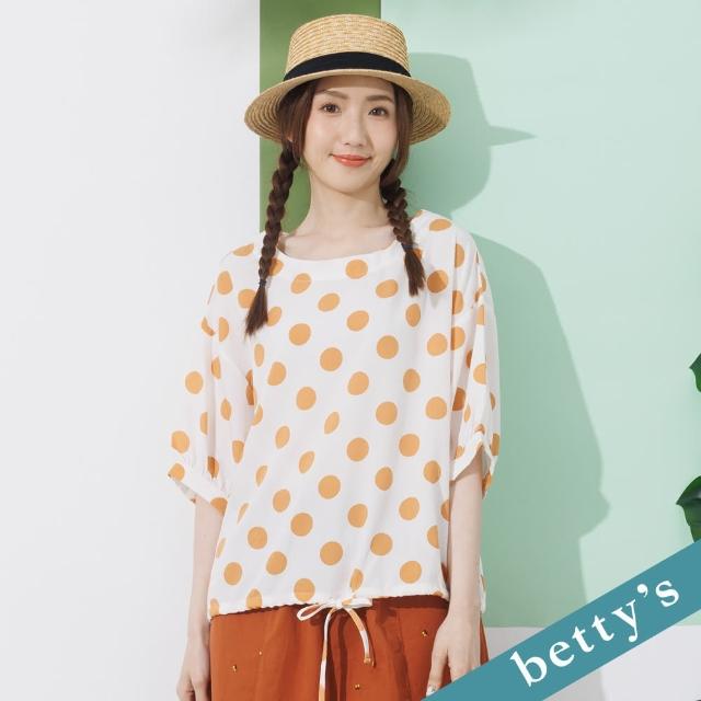 【betty’s 貝蒂思】圓點綁帶造型袖寬版上衣(橘色)