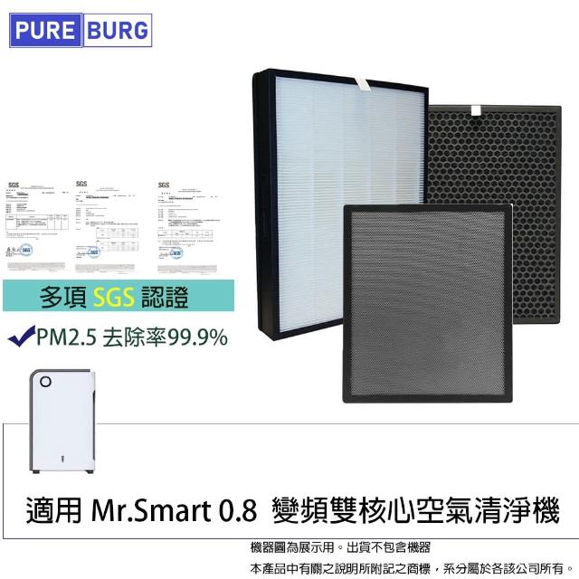 【PUREBURG】適用Mr. Smart 0.8  零.8變頻雙核心空氣清淨機 副廠HEPA濾網組