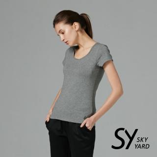 【SKY YARD】網路獨賣款-休閒百搭無鋼圈Bra短袖T恤(灰色)