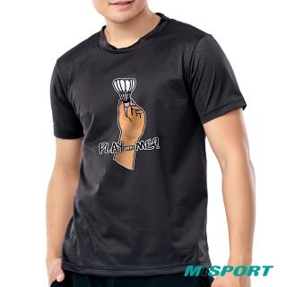 【MISPORT 運動迷】台灣製 運動上衣 T恤-羽球五指舉好/運動排汗衫(MIT專利呼吸排汗衣)