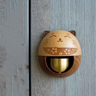 【JEN】日式招財貓造型木製黃銅鈴噹風鈴門鈴