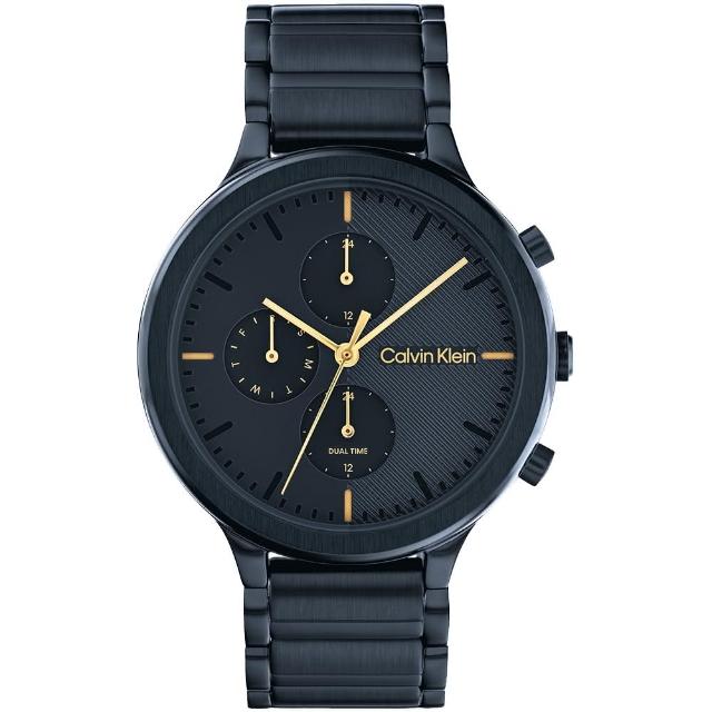 【Calvin Klein 凱文克萊】CK 時尚兩地時間手錶-38mm/藍(CK25200242)