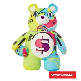 【SPRAYGROUND】SUPER WEIRD 拼色金錢泰迪熊後背包(藍綠色)