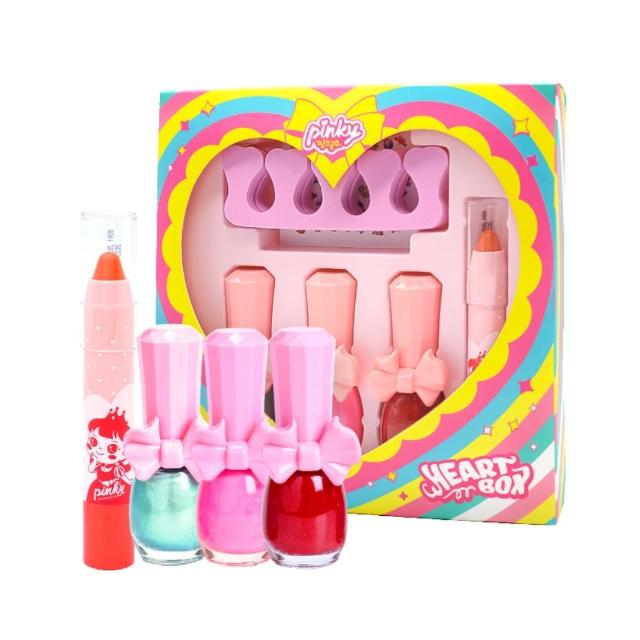 【韓國Pink Princess】兒童可撕安全無毒指甲油 粉紅之心禮盒(兒童指甲油/兒童節禮物)