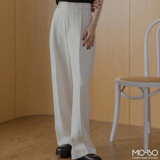 【MO-BO】不易皺質感面料打摺西裝褲