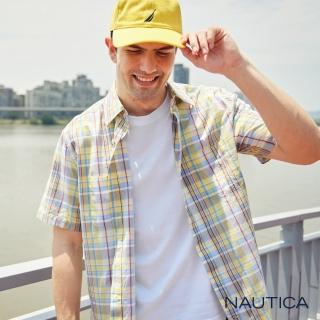 【NAUTICA】男裝 夏日經典格紋短袖襯衫(黃色)