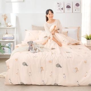 【DUYAN 竹漾】3M吸濕排汗天絲 三件式枕套床包組 / 尋覓小貓 台灣製(雙人)