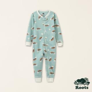 【Roots】Roots嬰兒-大自然俱樂部系列 自然元素有機棉合身連身褲(藍色)