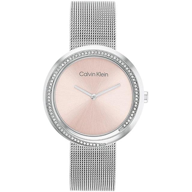 【Calvin Klein 凱文克萊】CK 極簡晶鑽時尚米蘭帶手錶-34mm(CK25200149)