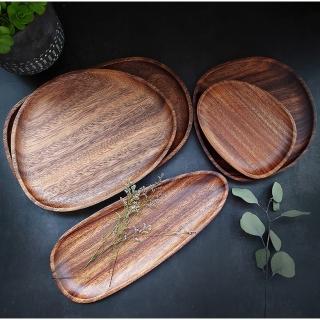 【Life shop】胡桃木日式造型餐盤五件組(日式餐具 木質餐具 原木餐盤)