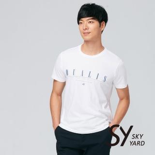 【SKY YARD】網路獨賣款-簡約字體插圖休閒圓領T恤(白色)