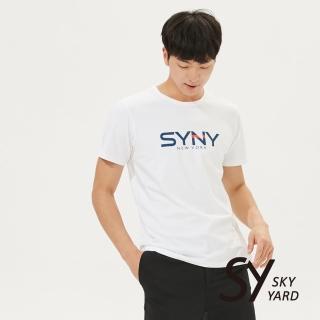 【SKY YARD】網路獨賣款-撞色字體設計悠閒棉質上衣T恤(白色)