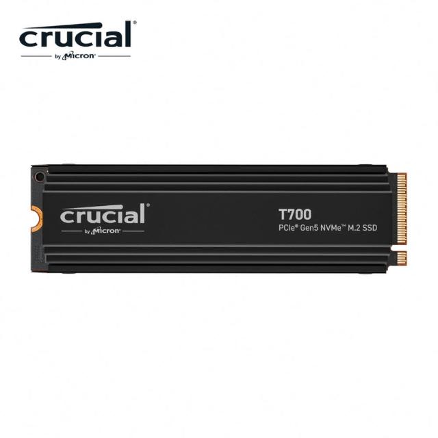 【Crucial 美光】T700 4TB M.2 2280 PCIe 5.0 ssd固態硬碟 (CT4000T700SSD5) 讀 12400M/寫 11800M *含散熱