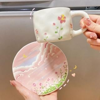 【JEN】韓式陶瓷粉色花海杯碟組
