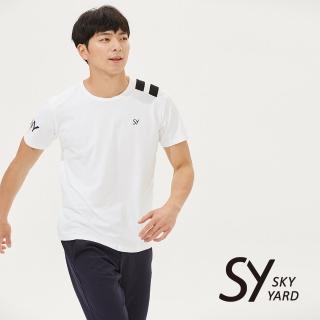 【SKY YARD】網路獨賣款-雙槓運動風休閒圓領T恤(白色)