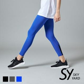 【SKY YARD】網路獨賣款-三角網紗剪接內搭緊身褲(藍色)
