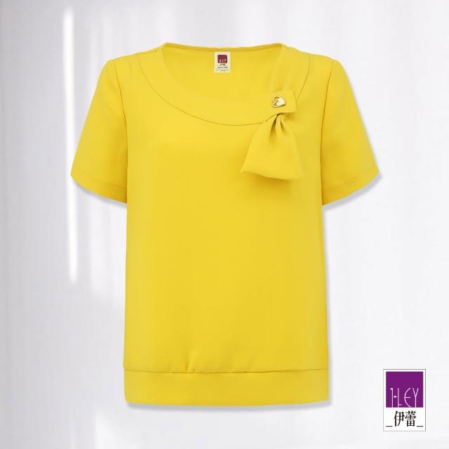 【ILEY 伊蕾】甜美亮色系斜領口造型雪紡上衣(黃色；M-XL；1232011133)