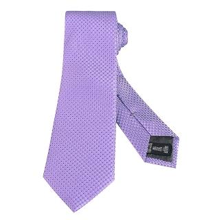 【EMPORIO ARMANI】EMPORIO ARMANI小點點花紋設計絲綢混紡領帶(寬版/菫紫底x紫藍字)