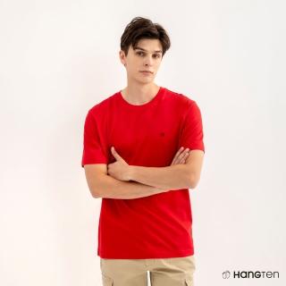 【Hang Ten】男裝-COMFORT FIT BCI純棉經典腳丫圓領短袖T恤(紅)