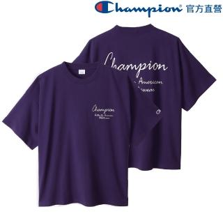 【Champion】官方直營-草寫風格短袖Tee-男(紫色)