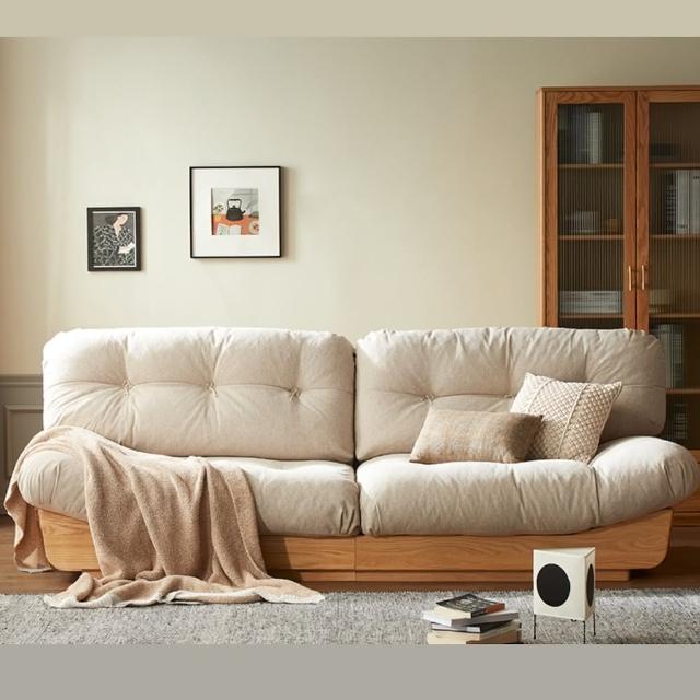 【橙家居·家具】禾沐系列三人位軟包沙發C款 HM-L7063(售完採預購 實木沙發 木框沙發 客廳椅 軟墊椅)