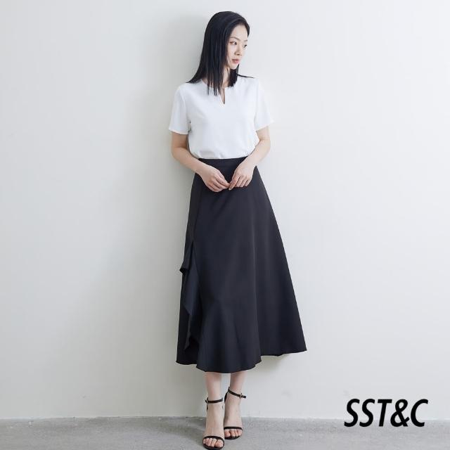 【SST&C.超值限定】黑色波浪長裙8361809004