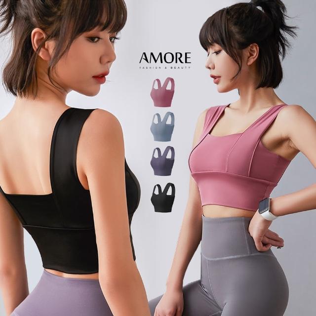 【Amore】日韓方領瑜珈Bra運動內衣(無鋼圈舒適運動內衣)