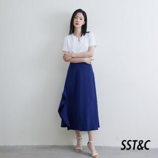 【SST&C.超值限定】深藍色波浪長裙8361809003