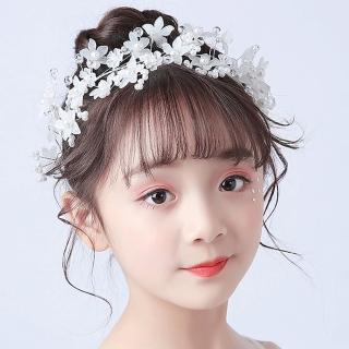 【UNICO】兒童 公主風表演拍照珍珠花環盤髮頭飾/髮飾(配件/婚禮/配飾)
