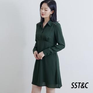 【SST&C 超值限定_CM】綠色襯衫領洋裝8561812009