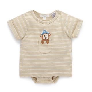 【Purebaby】澳洲有機棉 嬰兒短袖包屁衣(新生兒 有機棉 連身衣)
