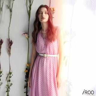 【iROO】粉紫小雛菊印花長洋裝