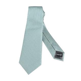 【EMPORIO ARMANI】EMPORIO ARMANI小點點花紋設計絲綢混紡領帶(寬版/淡綠底x銀灰字)