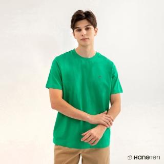【Hang Ten】男裝-COMFORT FIT BCI純棉經典腳丫圓領短袖T恤(綠)